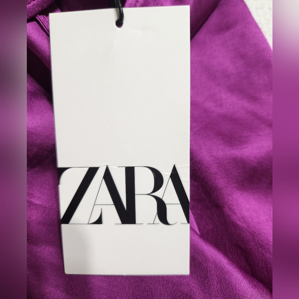 Zara Vibrant Purple Camisole Top With Satin Knot Twist Front Size Lg - Picture 2 of 10